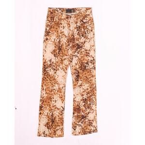 2000s Roberto Cavalli Leopard and Floral Collage Baroque Art Print Flare Jeans